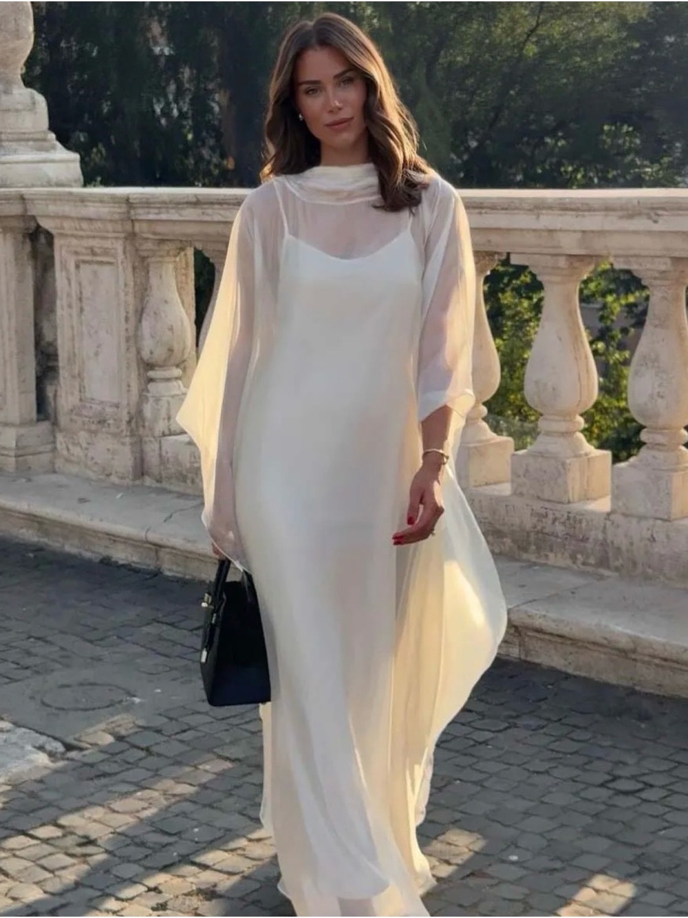 LikeMyChoice Elegant Ivory Sheer Drape Evening Dress